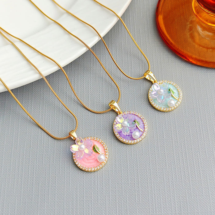 Wholesale New oil painting style titanium steel necklace with a light luxury and high-end feel, fashionable collarbone chain