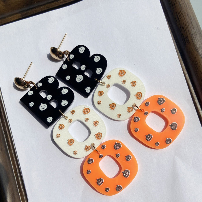 Wholesale  Series Earrings Cute Cartoon Letters Bat Ghost Pumpkin Earrings