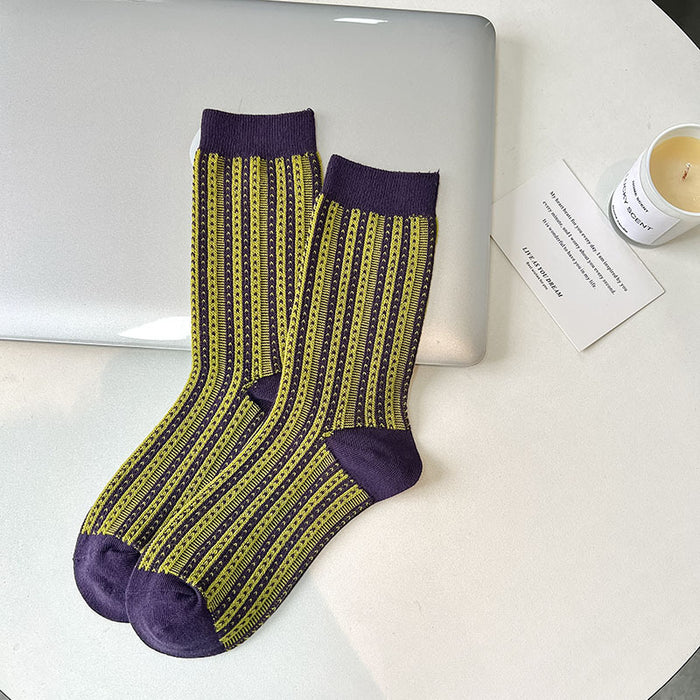 Wholesale New socks, retro mid tube double needle socks, stacked socks