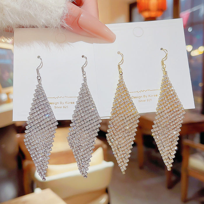 Wholesale Full Diamond Super Flash Geometric Luxury Earrings Exaggerated Personality Earrings Fashion Accessories Wholesale