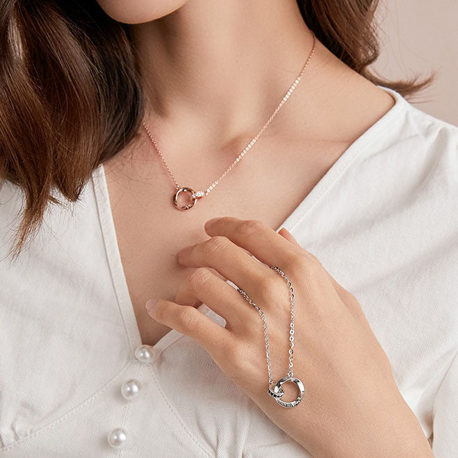 Wholesale Women's Copper Mobius Double-Ring choker Necklace