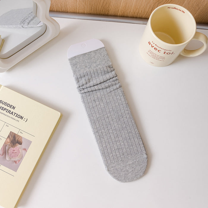 Wholesale Mid length socks with drawstring ballet style, solid color boneless cotton socks