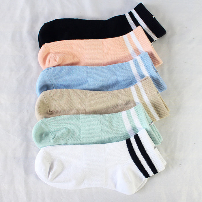 Wholesale Sports socks, thin mesh boat socks, striped short tube socks, breathable cotton socks