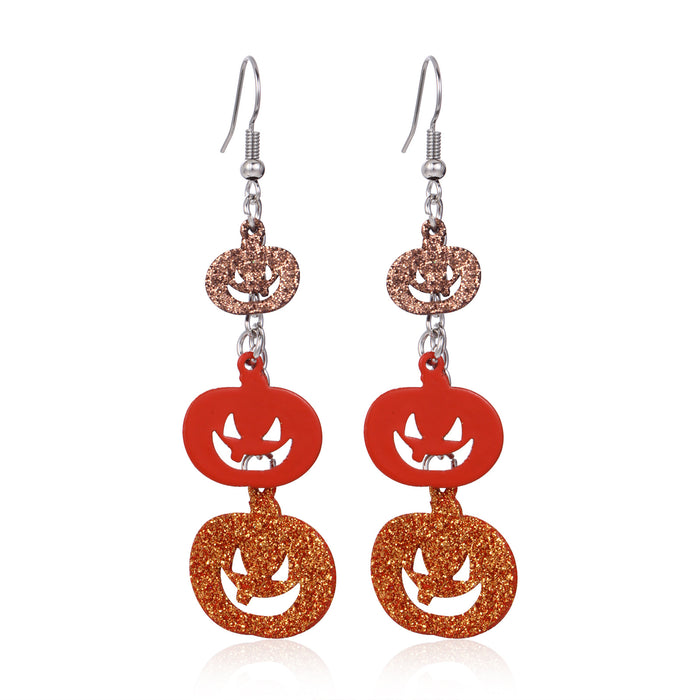 Wholesale 3pcs Halloween Series Skull Pumpkin Zinc Alloy Diamond Earrings JDC-ES-BinL010