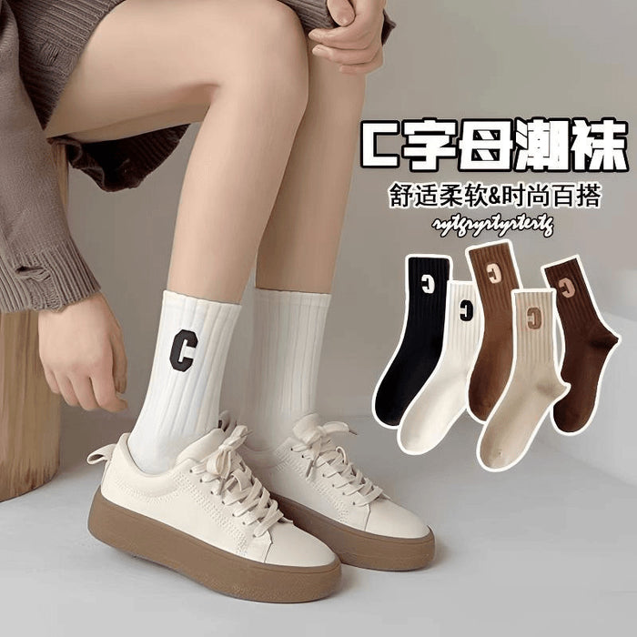 Wholesale Letter socks versatile mid tube socks soft and breathable for sports