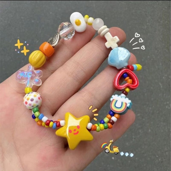 Wholesale Colorful Rainbow Star Elastic Rope Bracelet Jewelry