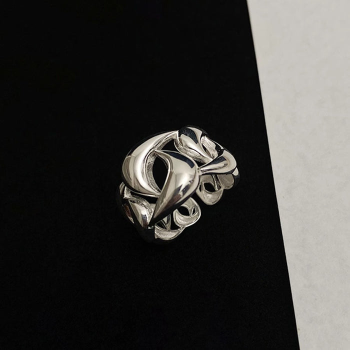 Wholesale Minimally hollowed out ring with niche design, high-end fashion, light luxury, adjustable opening, new jewelry