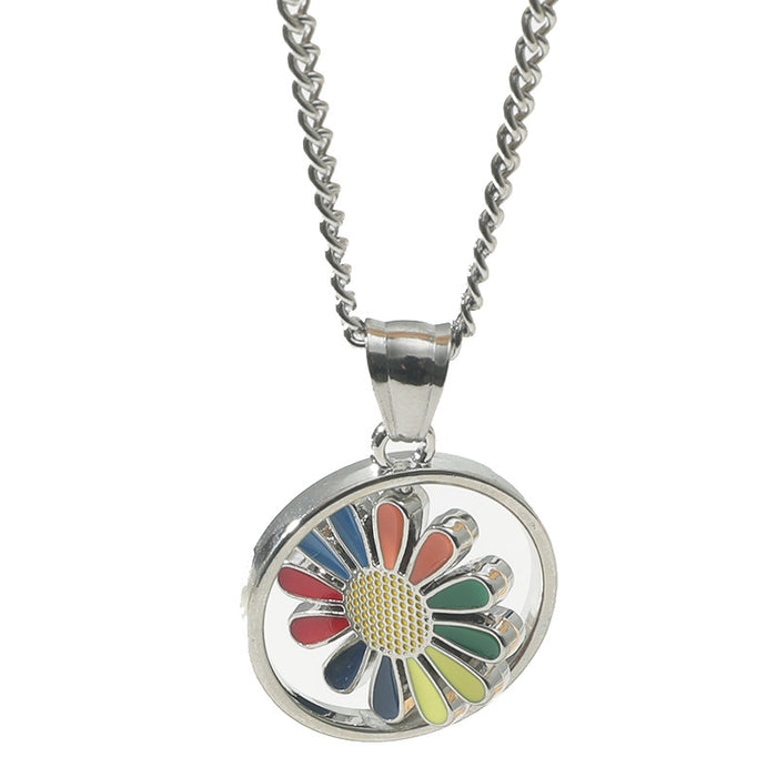 Wholesale Colorful Rotating Daisy Pendant Necklace JDC-NE-ChengHan020