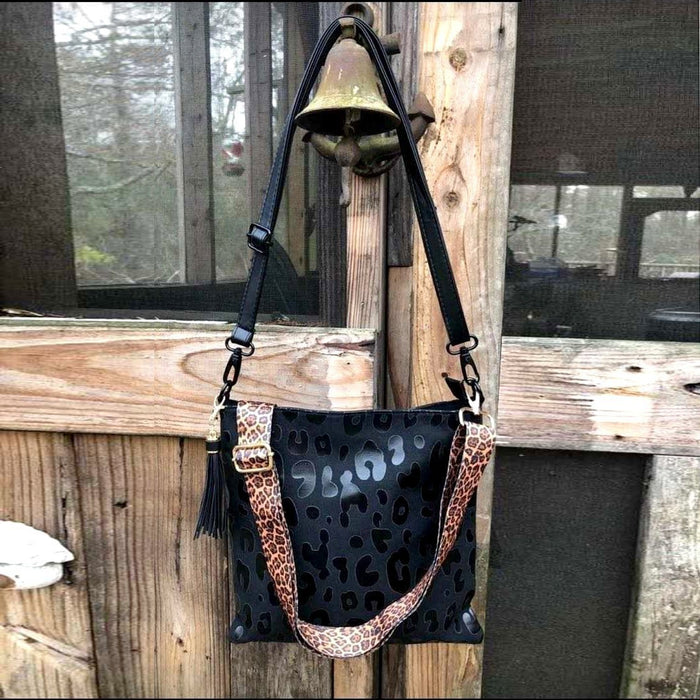 Wholesale Plaid Black Leopard Print Cow Pattern Sunflower Zipper Vertical Crossbody Bag Women' s Shoulder Bag