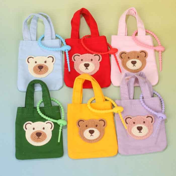 Wholesale Stylish Canvas Bear Coin Purse Handbag Keychain Pouch Cute Cartoon Design