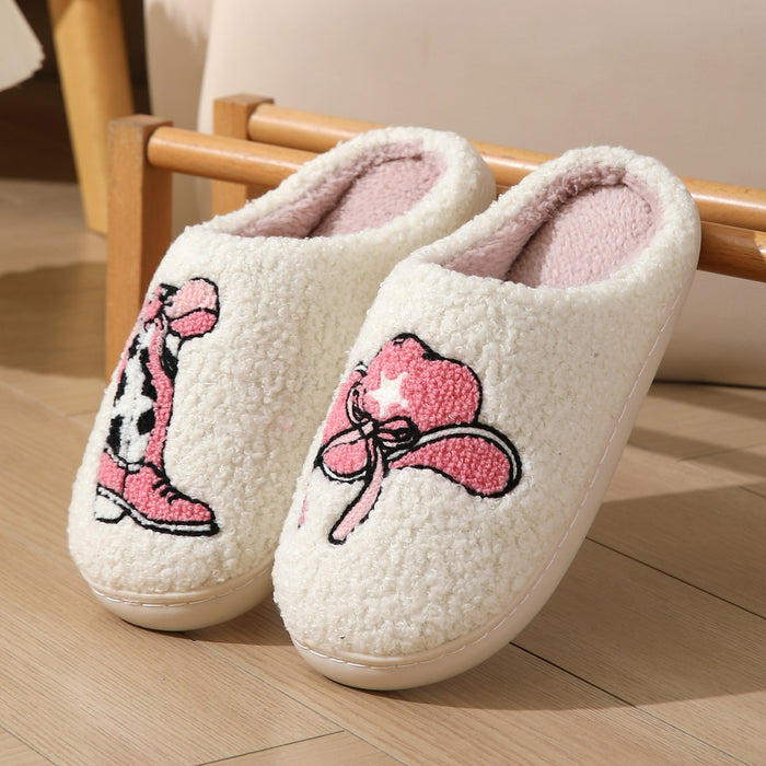 Wholesale Winter flower boots cotton slippers home indoor warm slippers slippers autumn and winter home