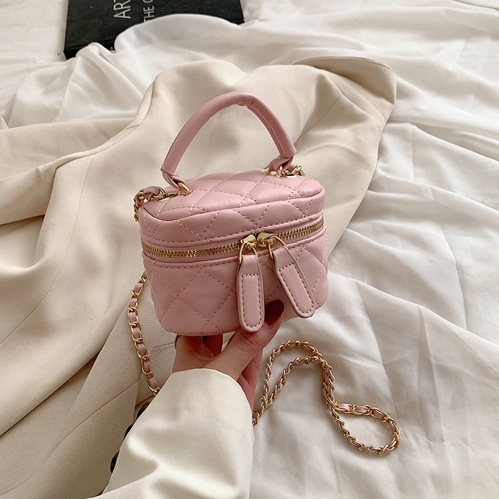 Wholesale New texture embroidered thread mini bucket bag for children, stylish parent-child chain crossbody bag