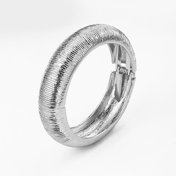 Wholesale Exaggerated Jewelry Fashion Gold Bracelet Round Spring Open Bracelet Simple Wide Edition Handmade