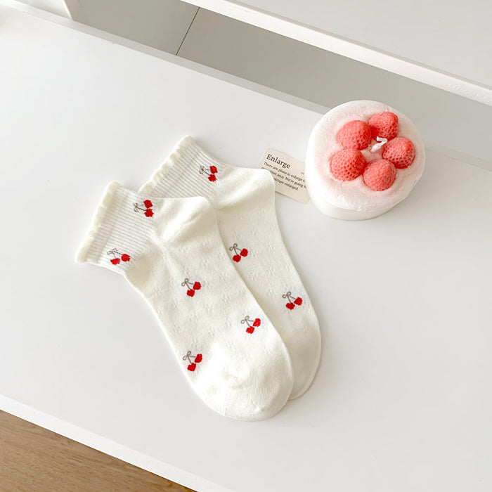 Wholesale Socks, short tube boat socks, combed cotton, college wind flower edge socks