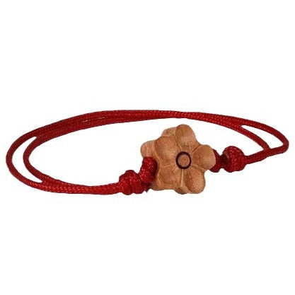 Wholesale Peach wood carved red rope bracelet handmade rope braided lucky bracelet