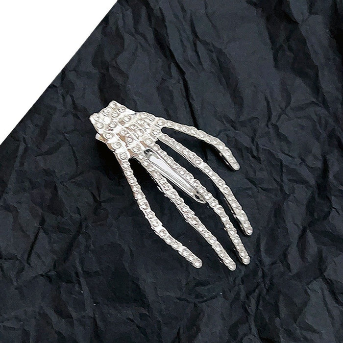 Wholesale Ghost Claw Skull Hand Claw Hairpin Super Flash Rhinestone Hair Accessories Duckbill Clip Bangs Clip Hand Bone Hairpin  Headwear