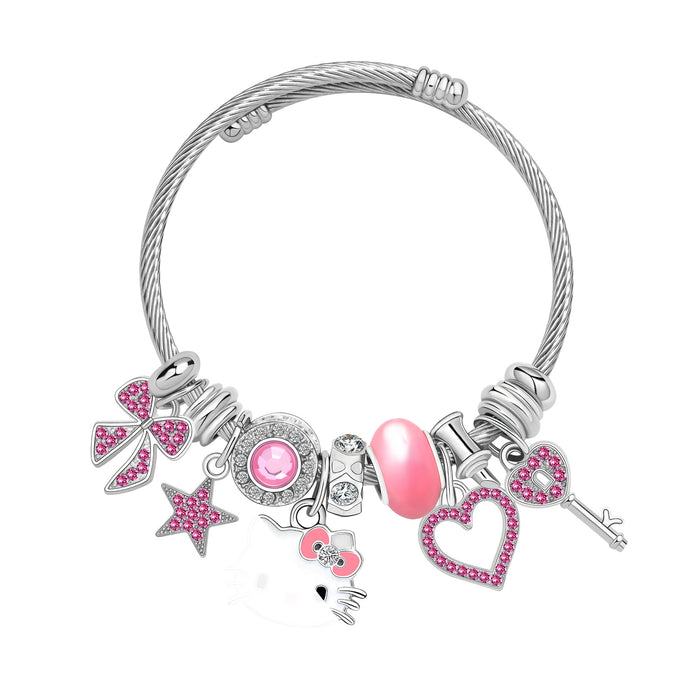 Wholesale Cartoon 3D Cat Beaded Bracelet
