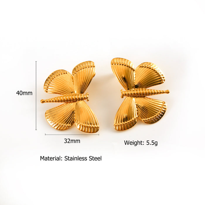 Wholesale Fashionable and personalized stainless steel dragonfly earrings, original design, simple earrings, color preservation wholesale