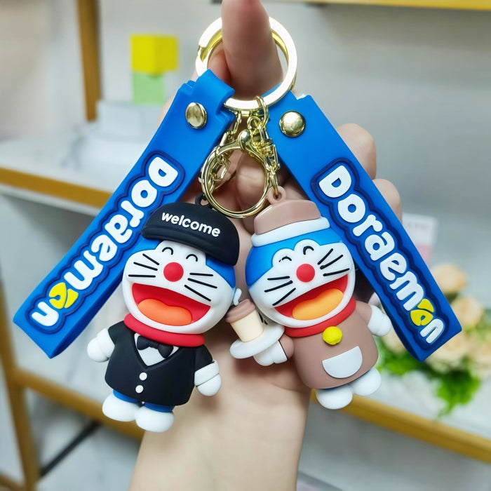 Wholesale Silicone Cartoon Cat Keychain Metal Keyring Pendant Gift Boutique MOQ≥5