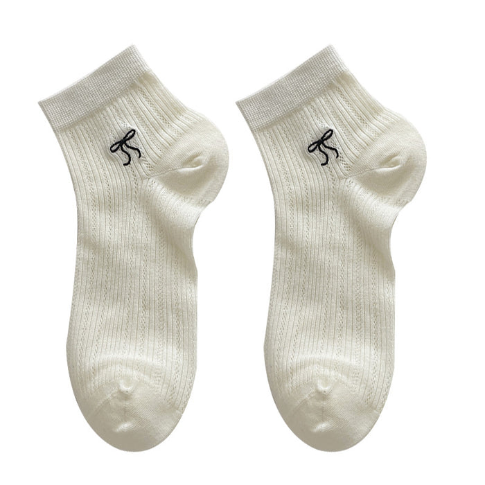 Wholesale Bow tie short tube socks boat socks breathable and sweat absorbing ultra-thin socks short socks