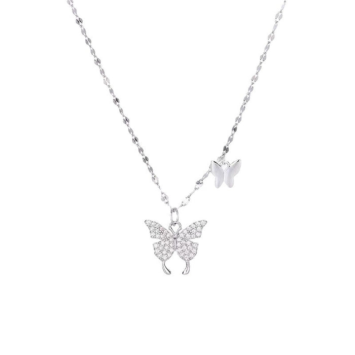 Wholesale Flash Diamond Butterfly Necklace Clavicle Chain Elegant Necklace Women