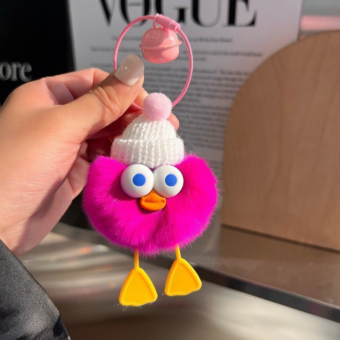 Wholesale cute plush big-eyed duck pendant Keychains