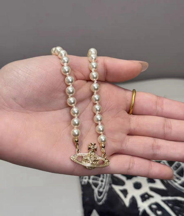 Wholesale  Saturn Necklace  Bead Clavicle Chain pearl necklace