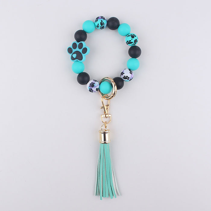 Wholesale Silicone Dog Paw Print Keychain Bracelet Bracelet Wallet Keychain Pendant