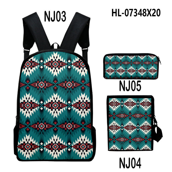 Wholesale Aztec Backpack + Shoulder Bag + Pencil Case Three-piece Set JDC-BP-JieNi002