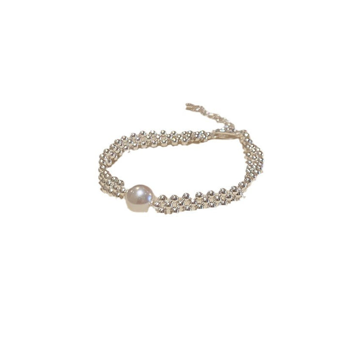 Wholesale Silver bead woven bracelet, light luxury, niche, exquisite bead jewelry, high-end