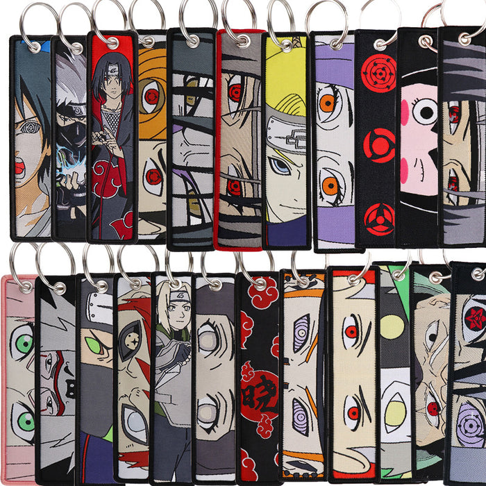Wholesale Cartoon Anime Woven Label Keychain Pendant  Fabric Anime Peripheral