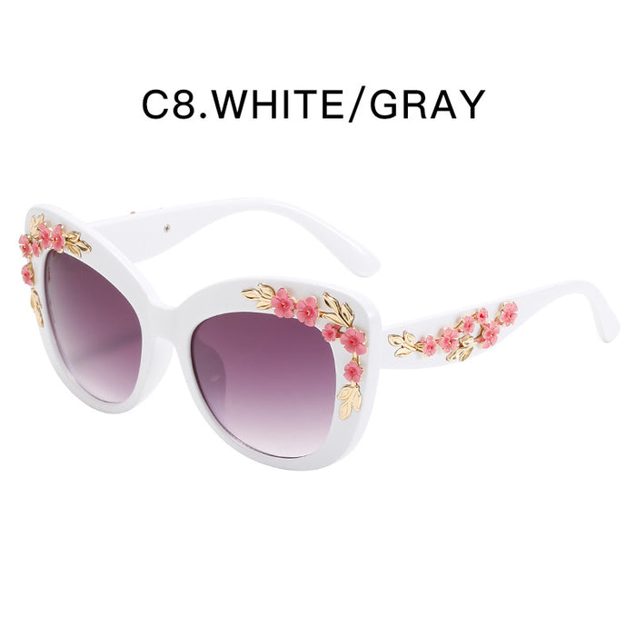 Wholesale Cat-Eye Floral Gradient Sunglasses