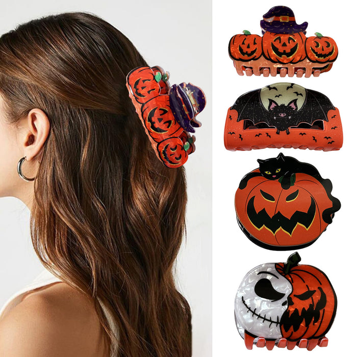 Wholesale  Catnip Funny Pumpkin Head Black Cat Hair Clip Back of Head Coiled Hair Bat Tail Clip Hair Accessories