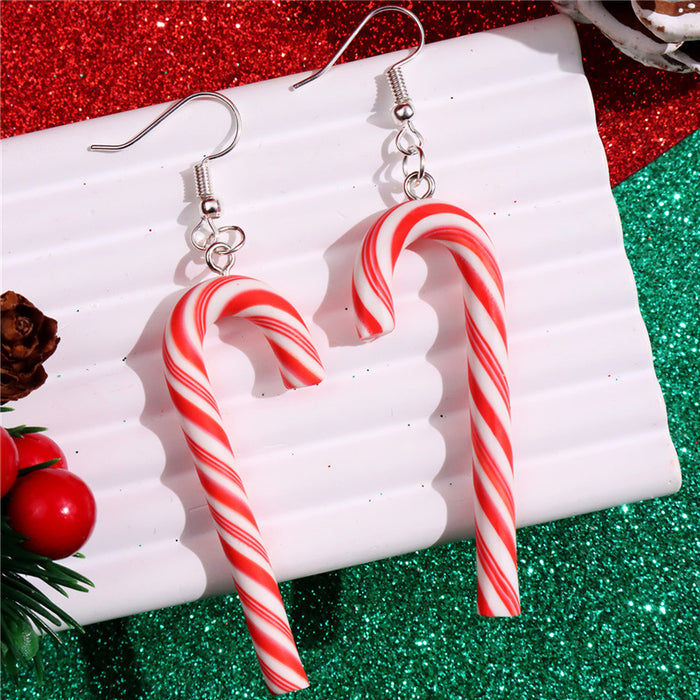 Wholesale Christmas Rainbow Cane Girls Candy Color Earrings