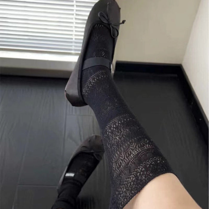 Wholesale Hollow out solid color calf socks, niche trend, retro sexy pile