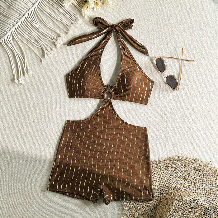 Wholesale New sexy hollowed out high-end swimsuit, durable and backless one-piece swimsuit