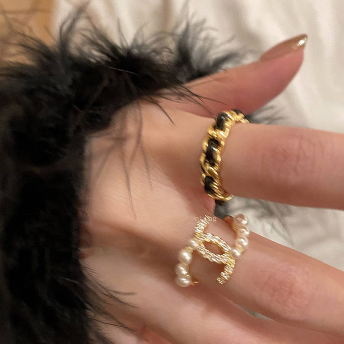 Wholesale Pearl Zircon Open Ring Women's Finger Ring Fashion Personalized Ring