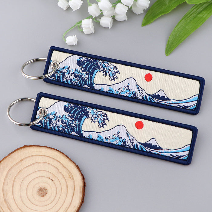 Wholesale Japanese Wave Weaving Marks Keychain Fabric Keychain Accessories