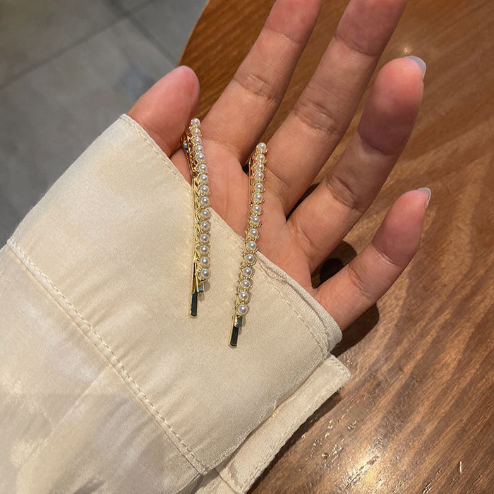 Wholesale  Small Pearl Hairpin Women's Fragmented Hair Bangs Clip One-character Clip Hairpin Clip Headdress Clip