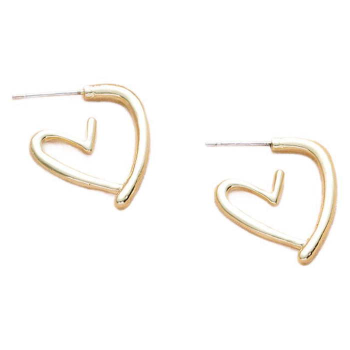 Wholesale Small and niche heart-shaped earrings with a simple temperament, gold new earrings, retro brushed, fashionable and versatile earrings wholesale