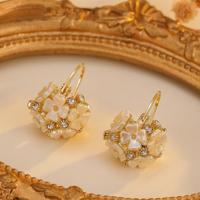 Wholesale Flower Tassel Zircon Earrings Copper Fashion Accessory MOQ≥2
