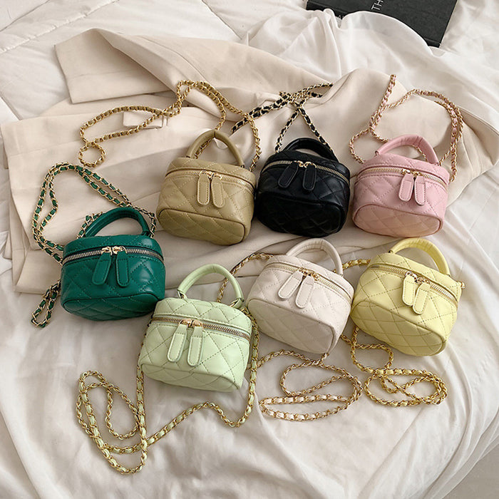 Wholesale New texture embroidered thread mini bucket bag for children, stylish parent-child chain crossbody bag