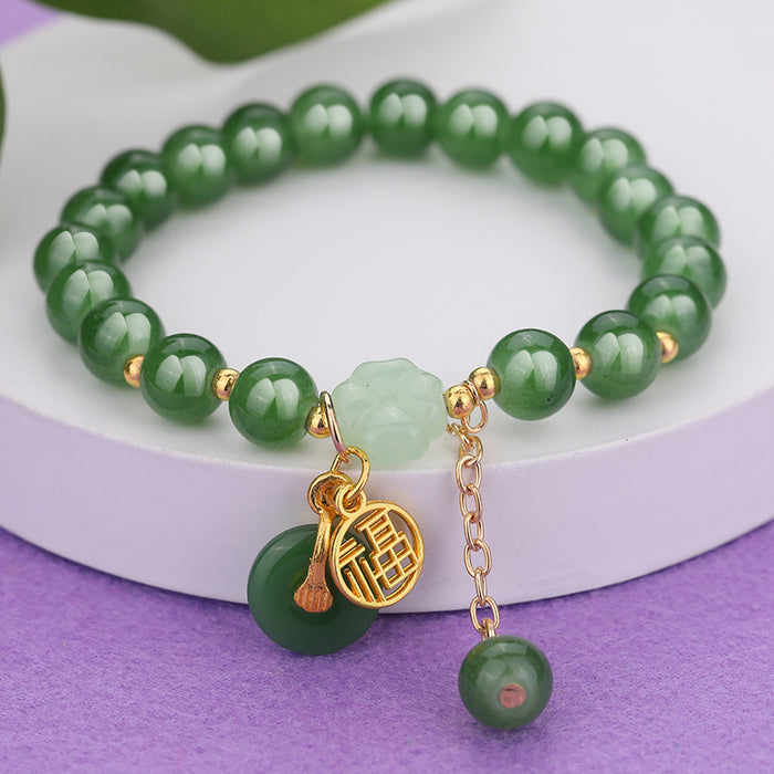 Wholesale Ethnic style aventurine bracelet peace buckle glass bracelet