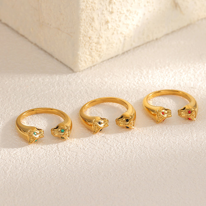 Wholesale Ring made of titanium steel that does not fade, inlaid with diamonds, open mouth ring, niche, light luxury, women's fashion ring wholesale