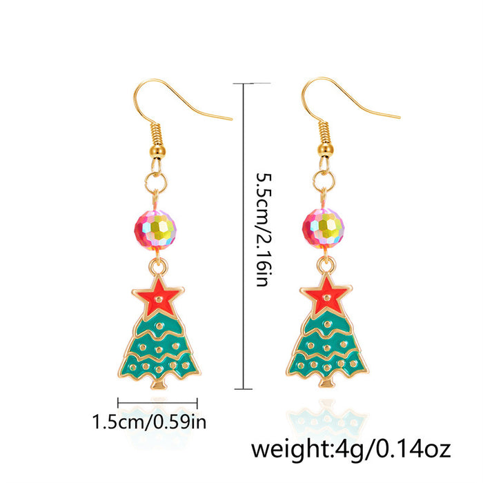 Wholesale Zinc Alloy Christmas Tree Snowflake Dangle Earrings Colorful Trendy Holiday Jewelry Accessory