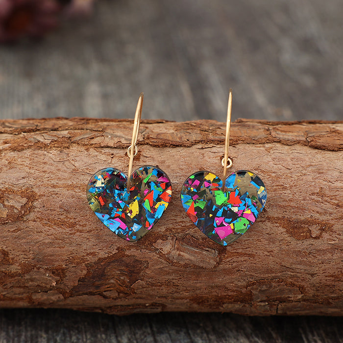 Wholesale Sparkling transparent heart-shaped multi-color women's earrings and earrings