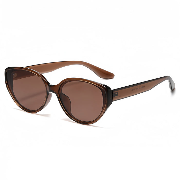 Wholesale Retro tea brown oval sunglasses for women, high-end sense, square round face sunglasses, polarized