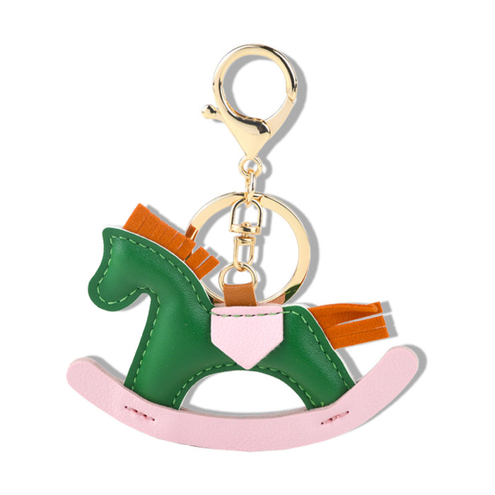 Wholesale pony pendant cartoon horse leather pendant handmade leather bag pendant