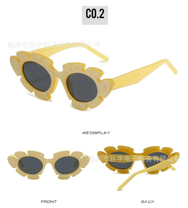 Wholesale New Sunflower Sunglasses Fashionable Flower Shaped Funny Decorative Sunglasses Glasses