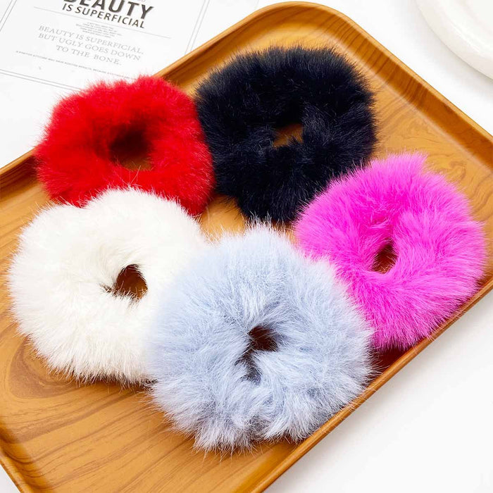 Wholesale 10pcs Simple f hair tie solid color fuzzy Hair Scrunchies